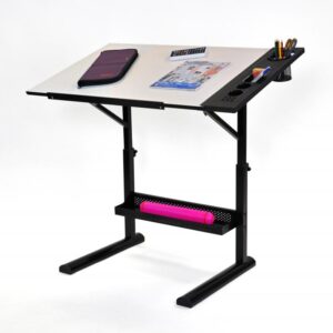 Alyssia Craft Table with 23.5" x 35.5" White Top and Tray